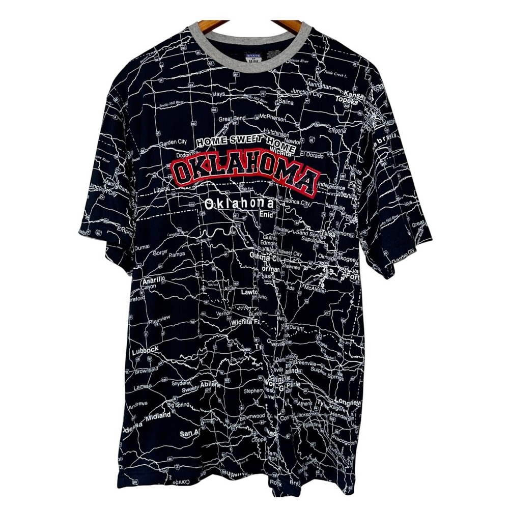 State of Mine Men's T Shirt Large Oklahoma Home‎ Sweet Home All Over Print Shirt